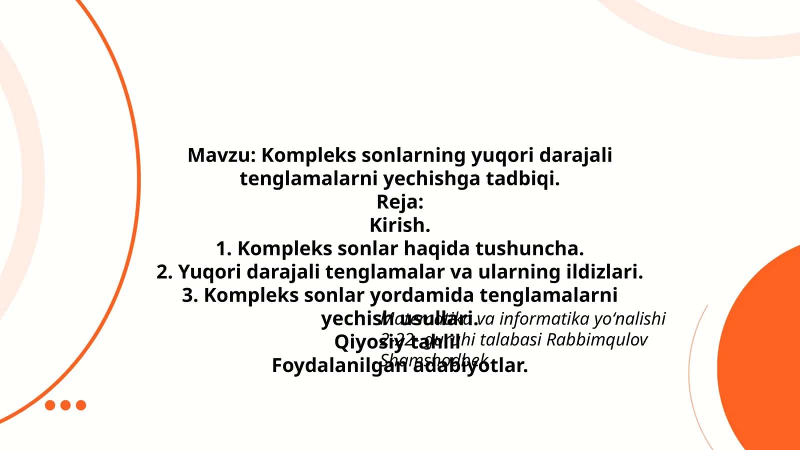 Yuqori darajali tenglamalar va ularning ildizlari