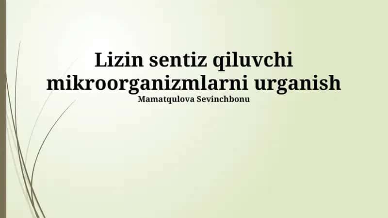 Lizin sentiz qiluvchi mikroorganizmlarni urganish