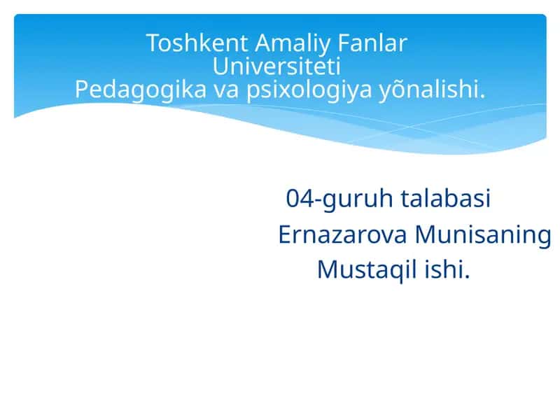 BOLALARNI MAKTAB TA’LIMIGA TAYYORLASH
