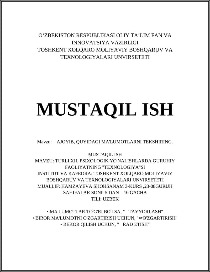 TURLI XIL PSIXOLOGIK YO'NALISHLARDA GURUHIY FAOLIYATNING "TEXNOLOGIYA"SI