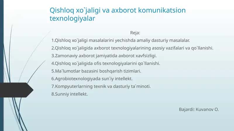 Qishloq xoʻjaligi va axborot texnologiyalari