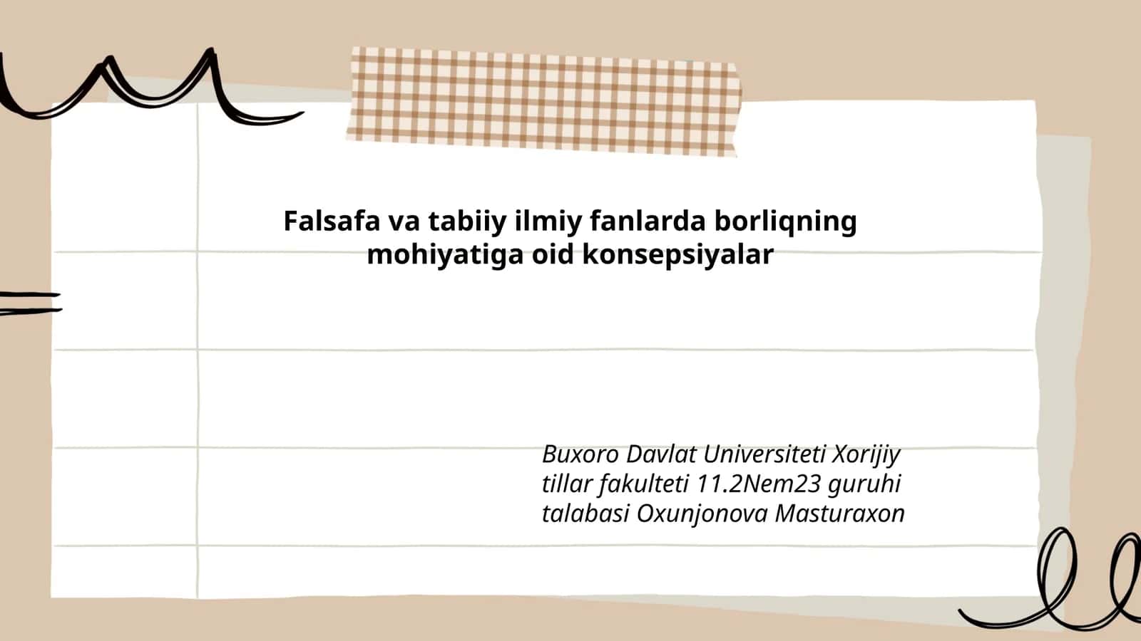 Falsafa va tabiiy ilmiy fanlarda borliqning mohiyatiga oid konsepsiyalar