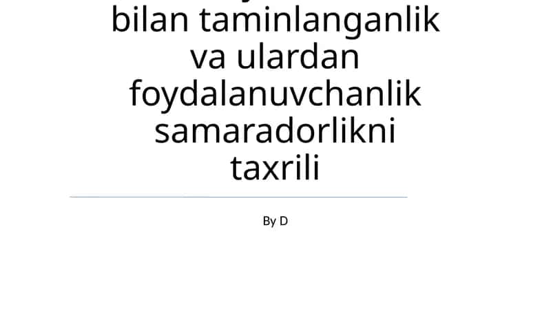 Resurslar mavjudligini baholash