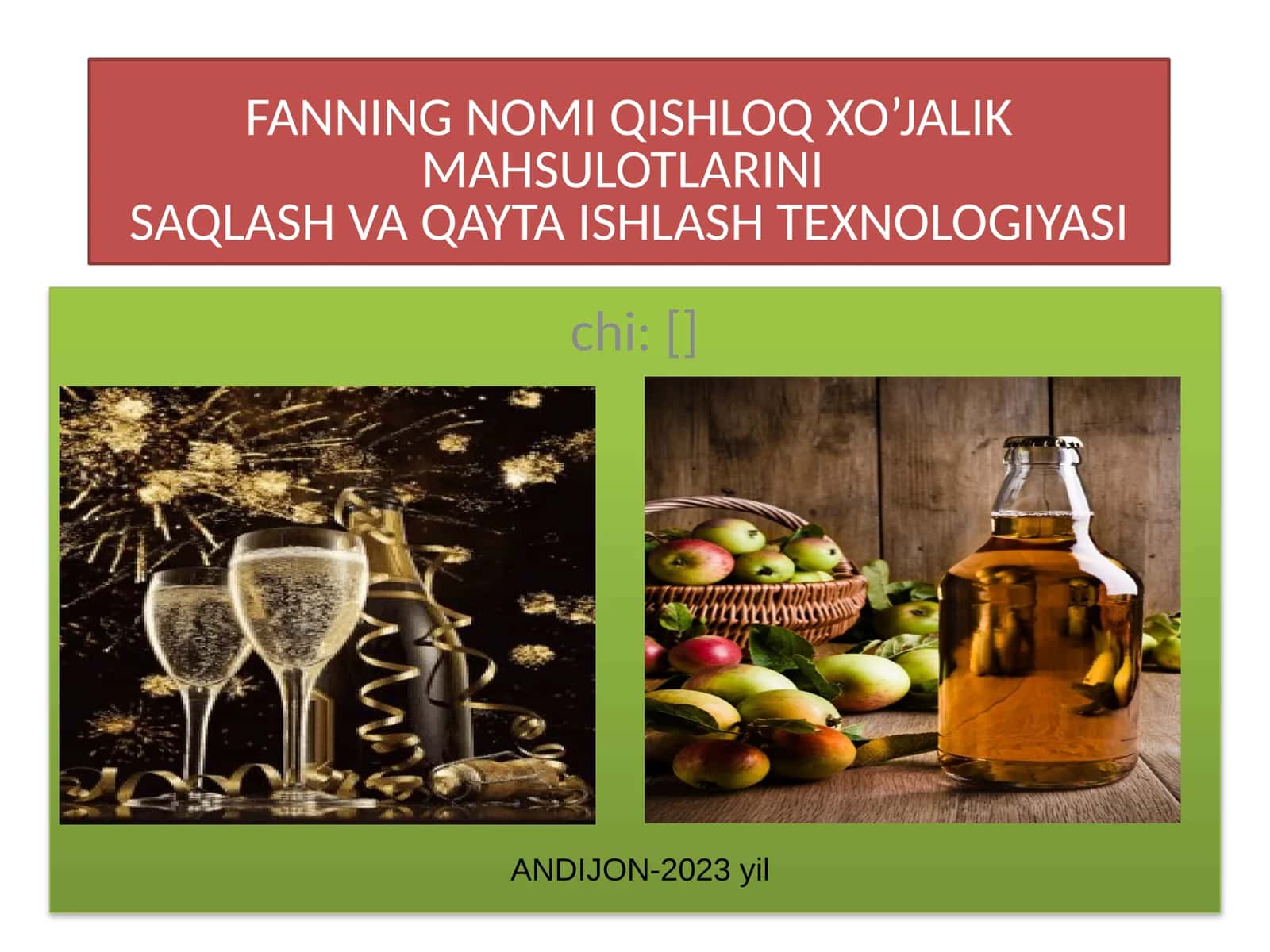 SHarob tayyorlash texnologiyasi