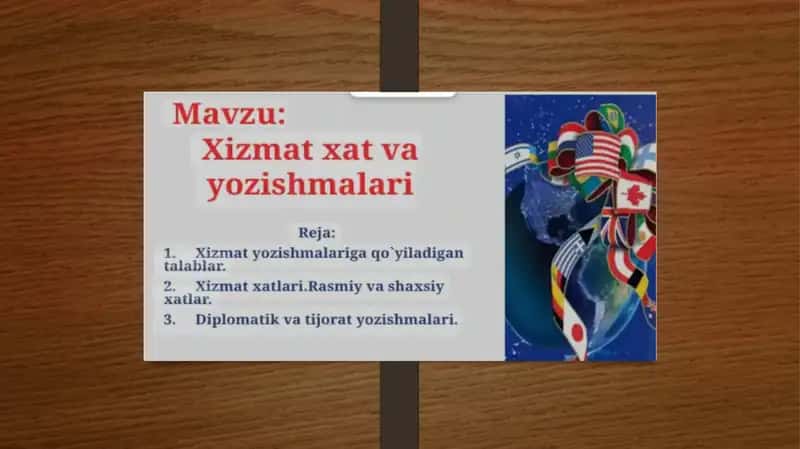Xizmatyozishmalariga quyiladigan talablar