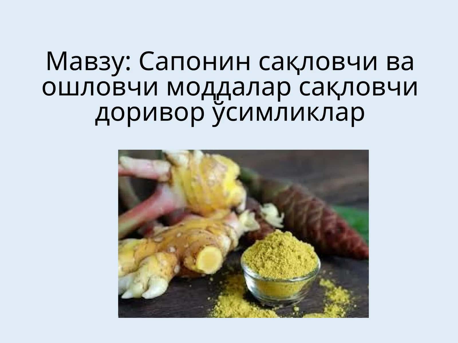 Сапонин сақловчи ва ошловчи моддалар сақловчи доривор ўсимликлар