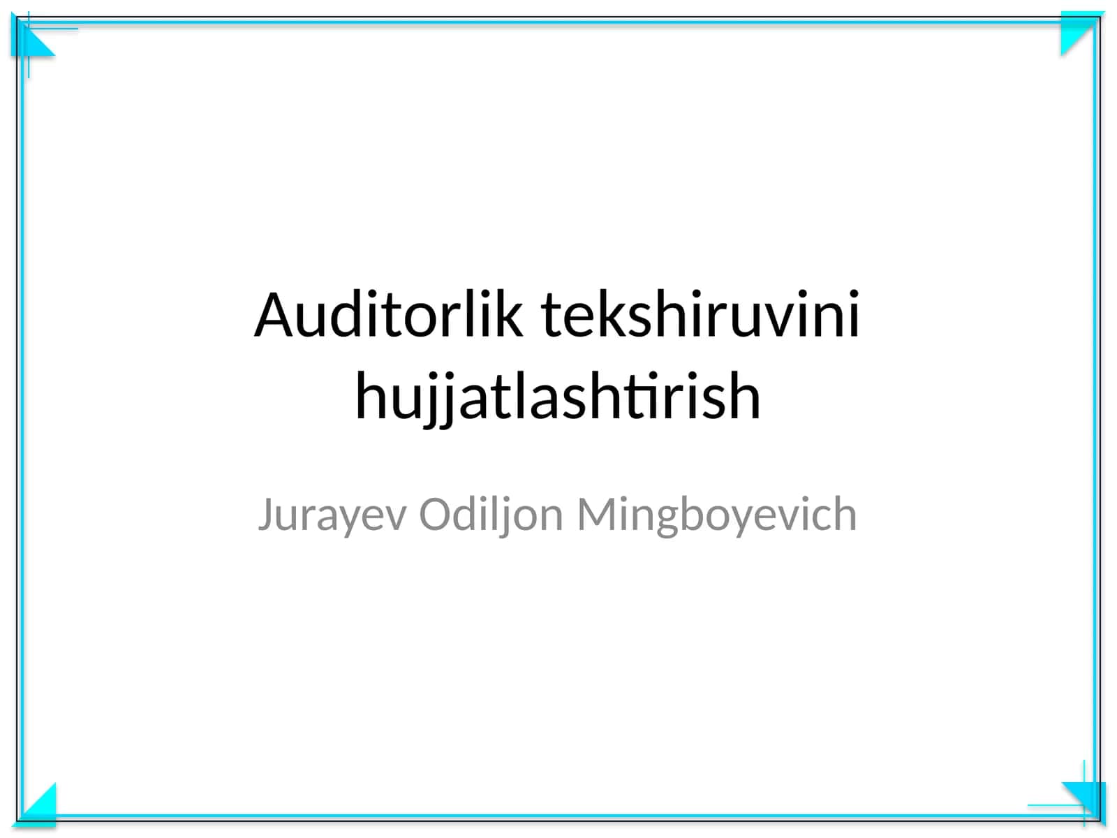 Auditorlik tekshiruvini hujjatlashtirish