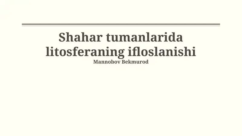 Litosferaning ifloslanishi