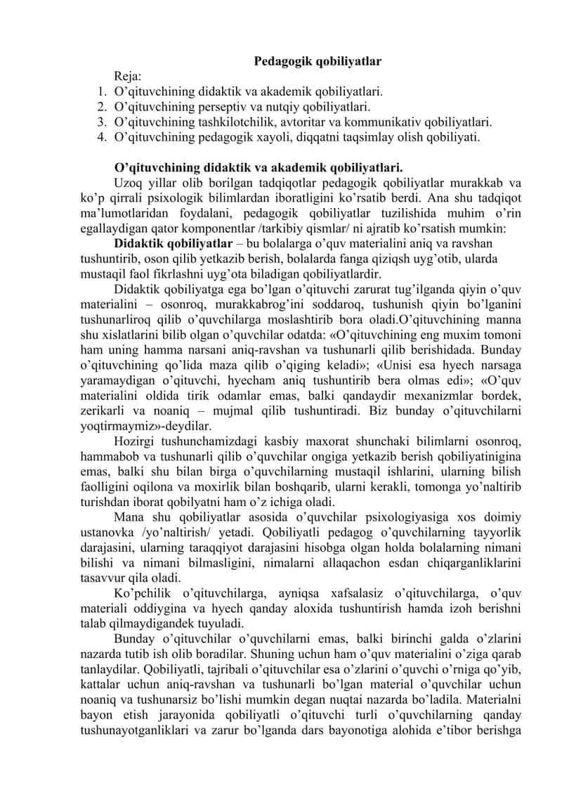 Pedagogik qobiliyatlar