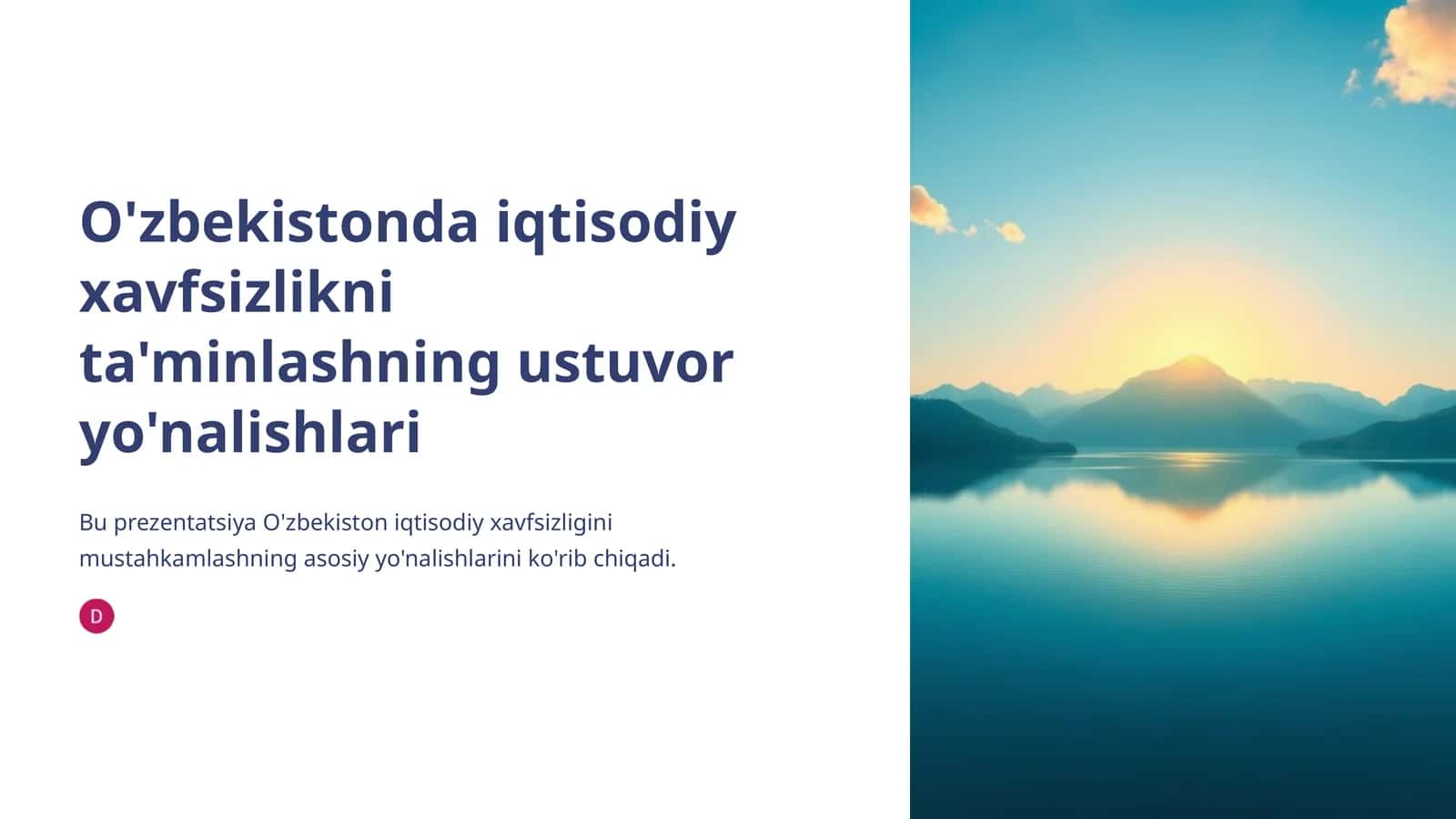 O'zbekistonda iqtisodiy xavfsizlikni ta'minlashning ustuvor yo'nalishlari
