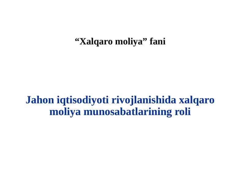 Xalqaro moliya