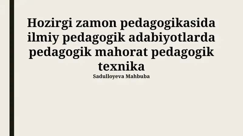 Ilmiy-pedagogik adabiyotlar