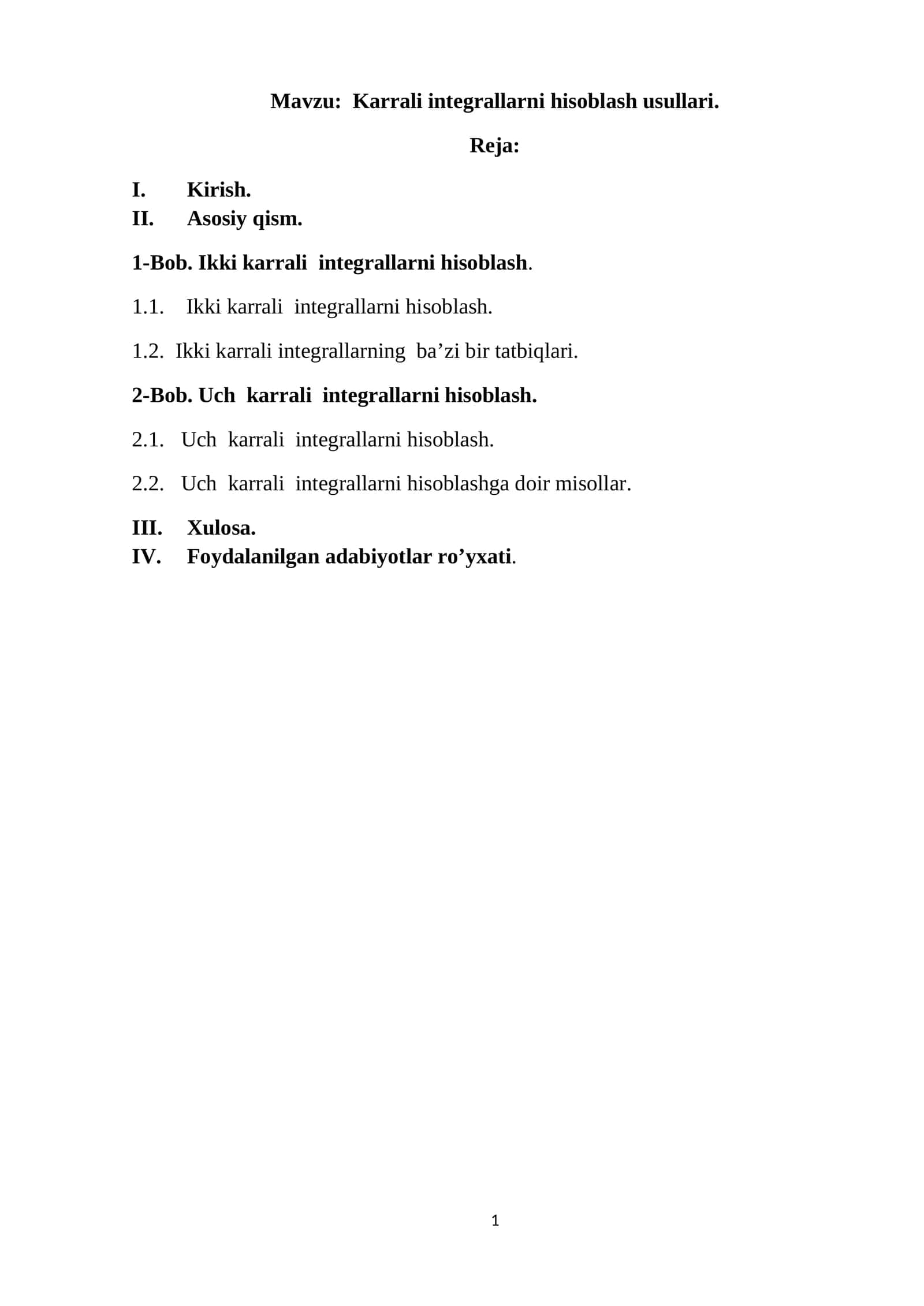 Karrali integrallari hisoblash
