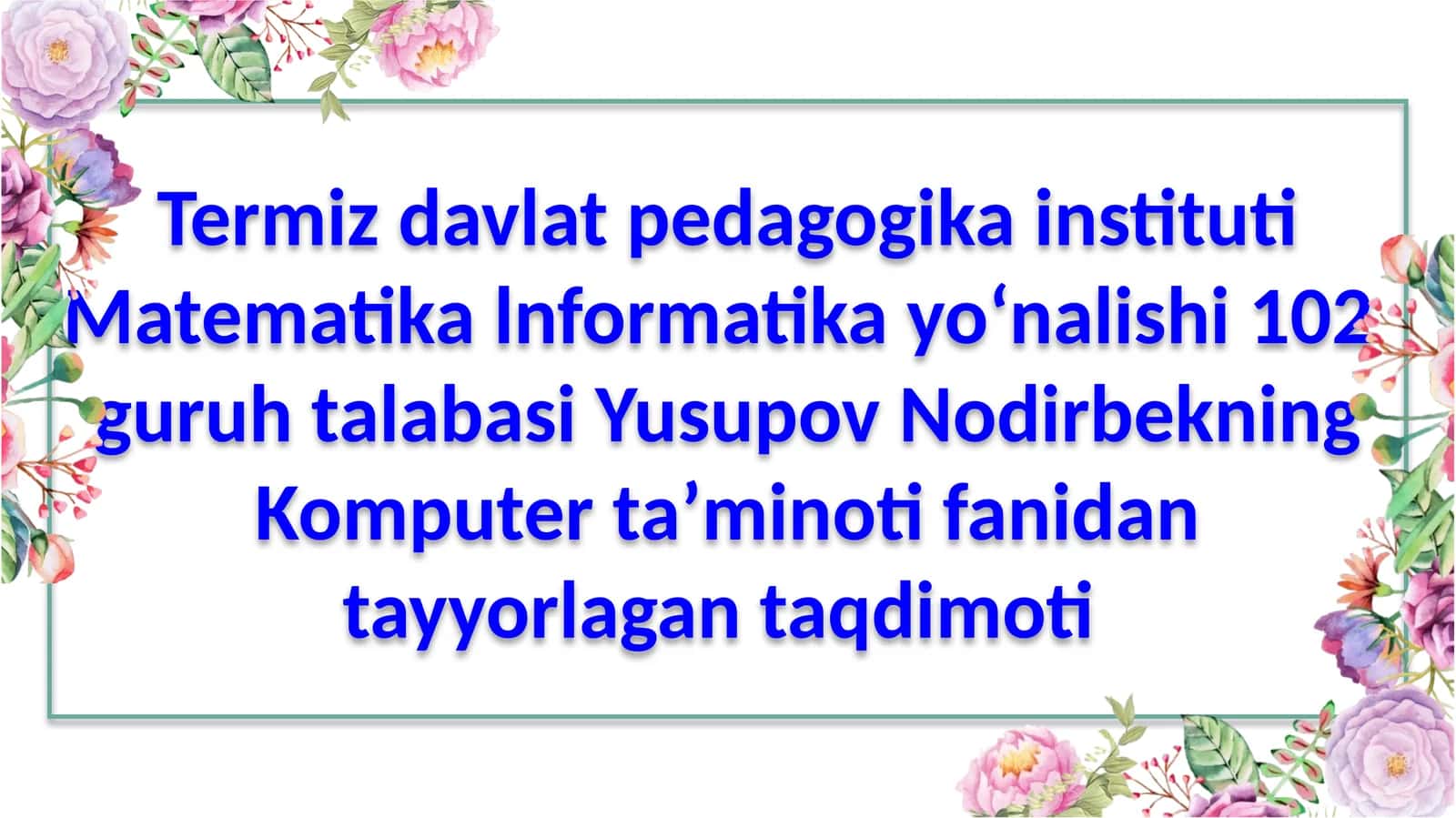 Tizimli blok qismlari bilan tanishish