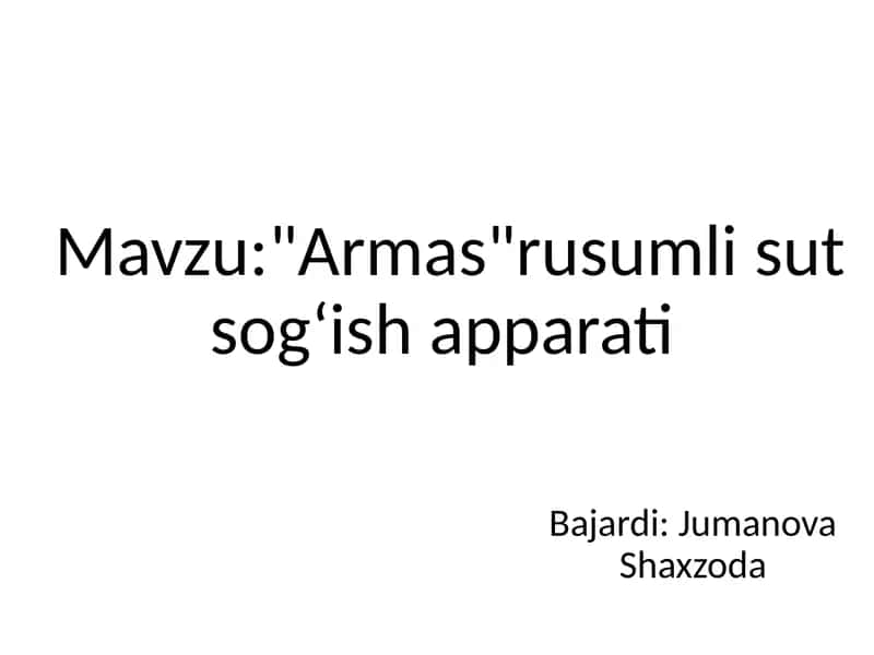 "Armas" rusumli sigir sog‘ish apparati