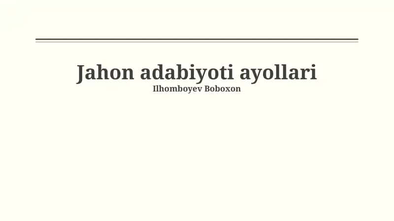 Jahon adabiyoti ayollari