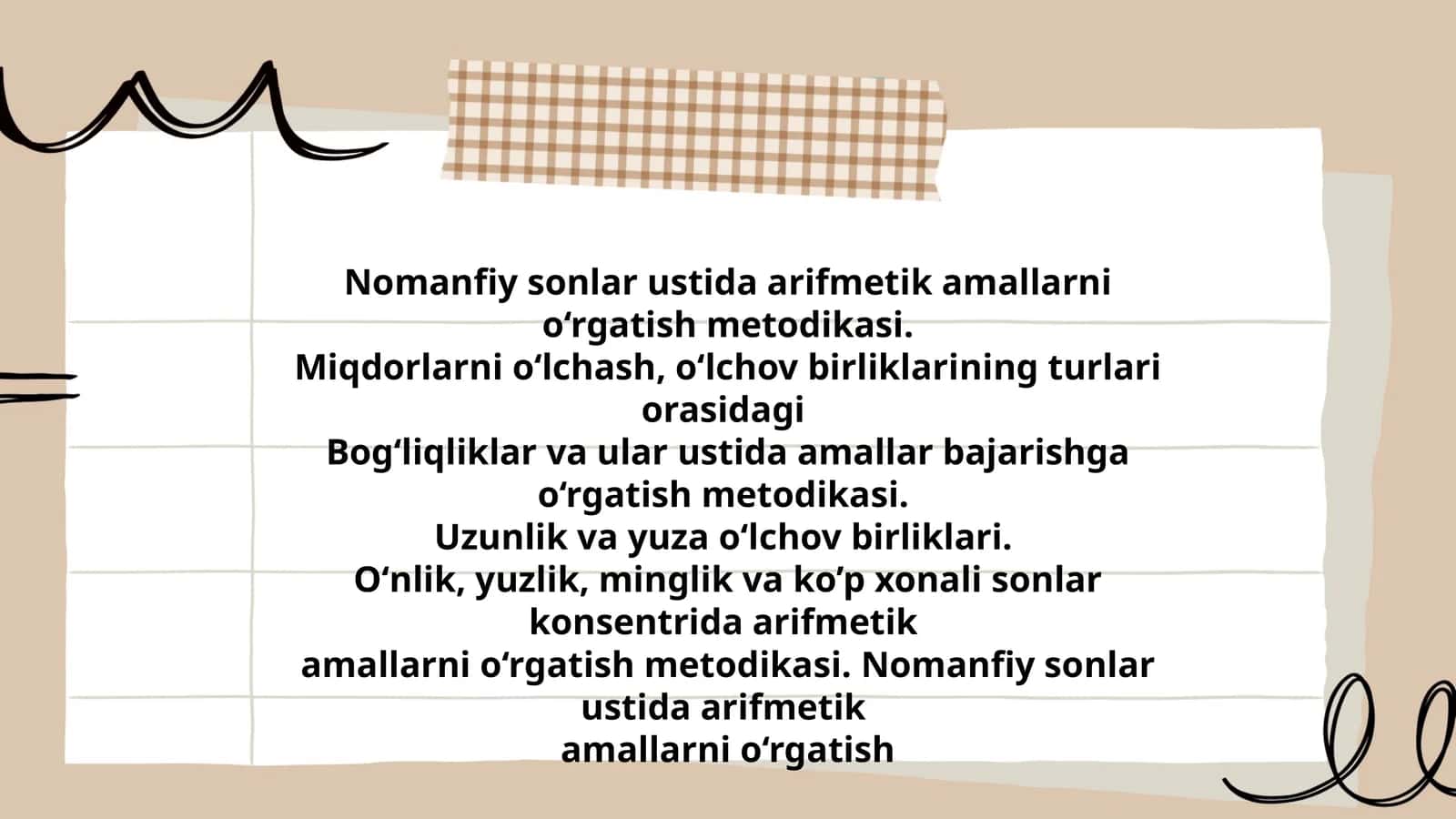 Nomanfiy sonlar ustida arifmetik amallarni o‘rgatish metodikasi