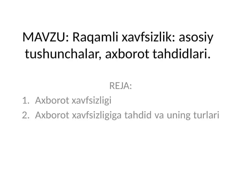 Axborot xavfsizligi
