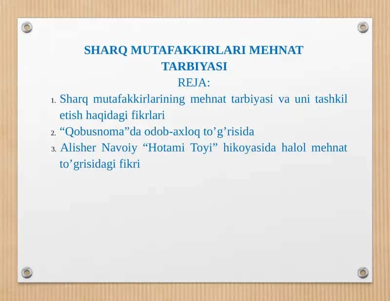 Sharq MutaFakkirlari Mehnat Tarbiyasi