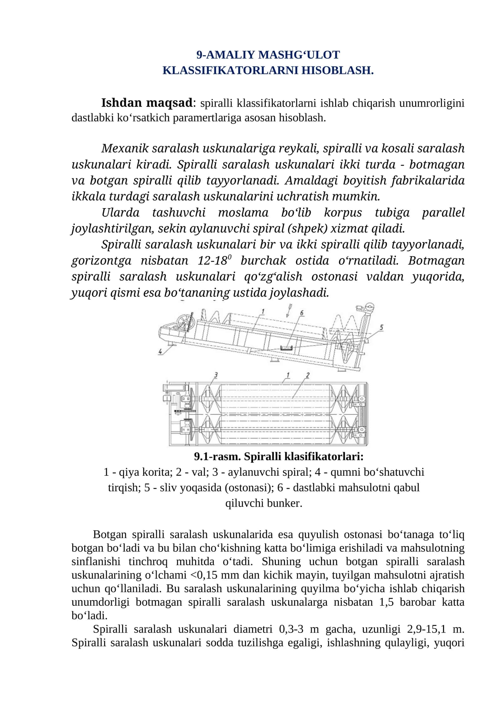 9-AMALIY MASHG‘ULOT KLASIFIKATORLARNI HISOBLASH