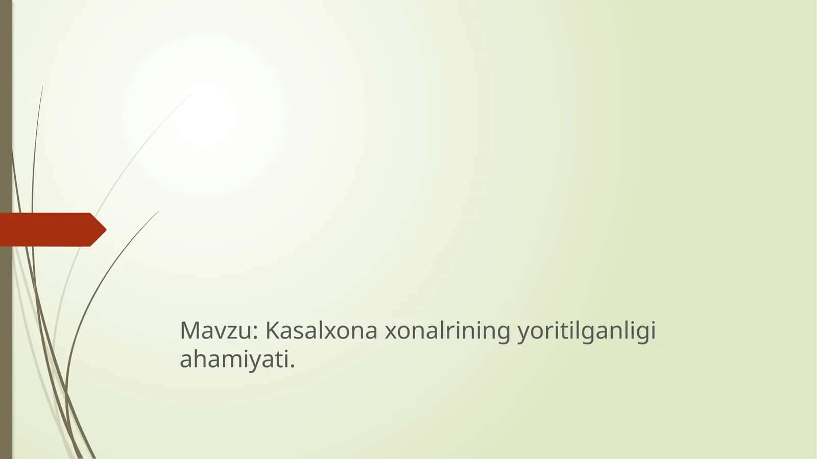 Kasalxonaxonalrining yoritilganligiahamiyati
