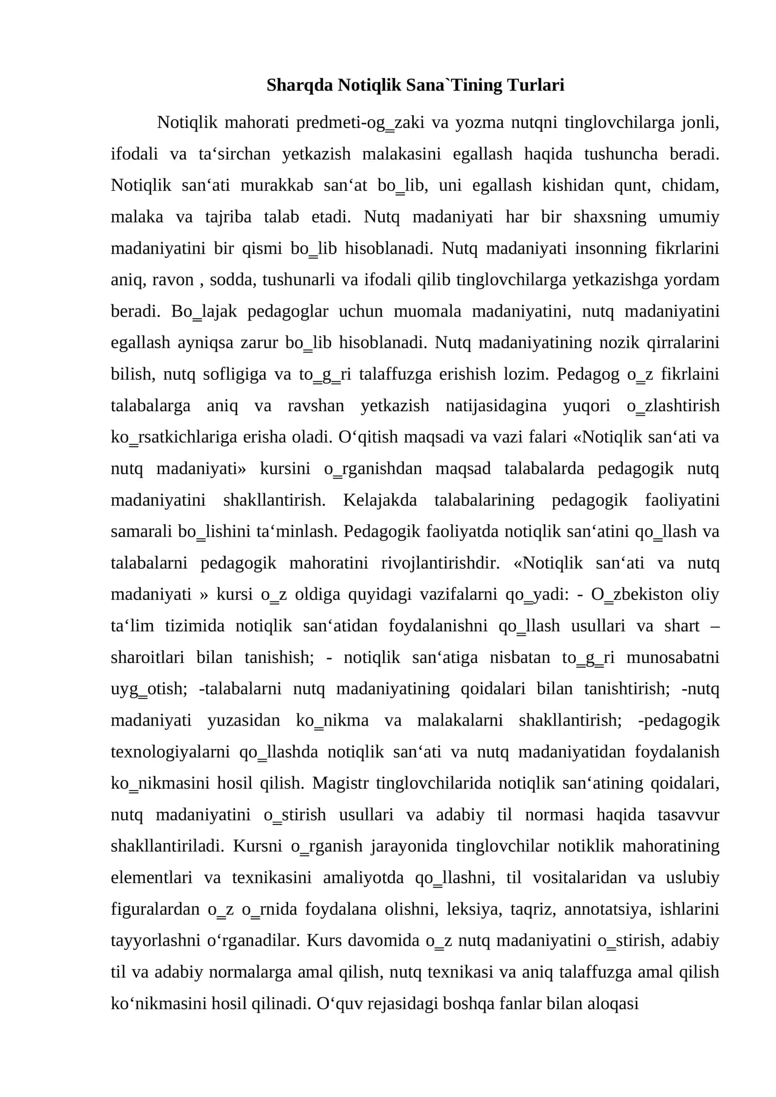 sharqda notiqlik sana`tining turlar