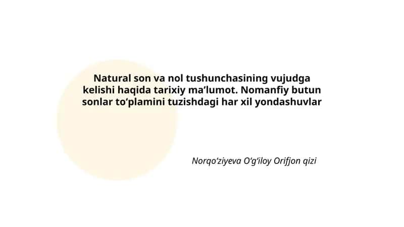 Natural son va nol tushunchasi