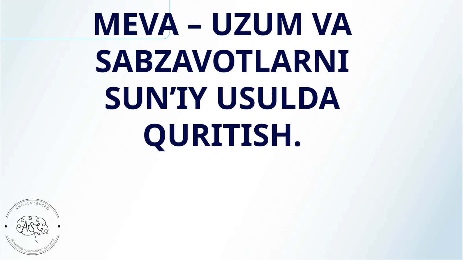 MEVA – UZUM VA SABZAVOTLARNI SUN’IY USULDA QURITISH