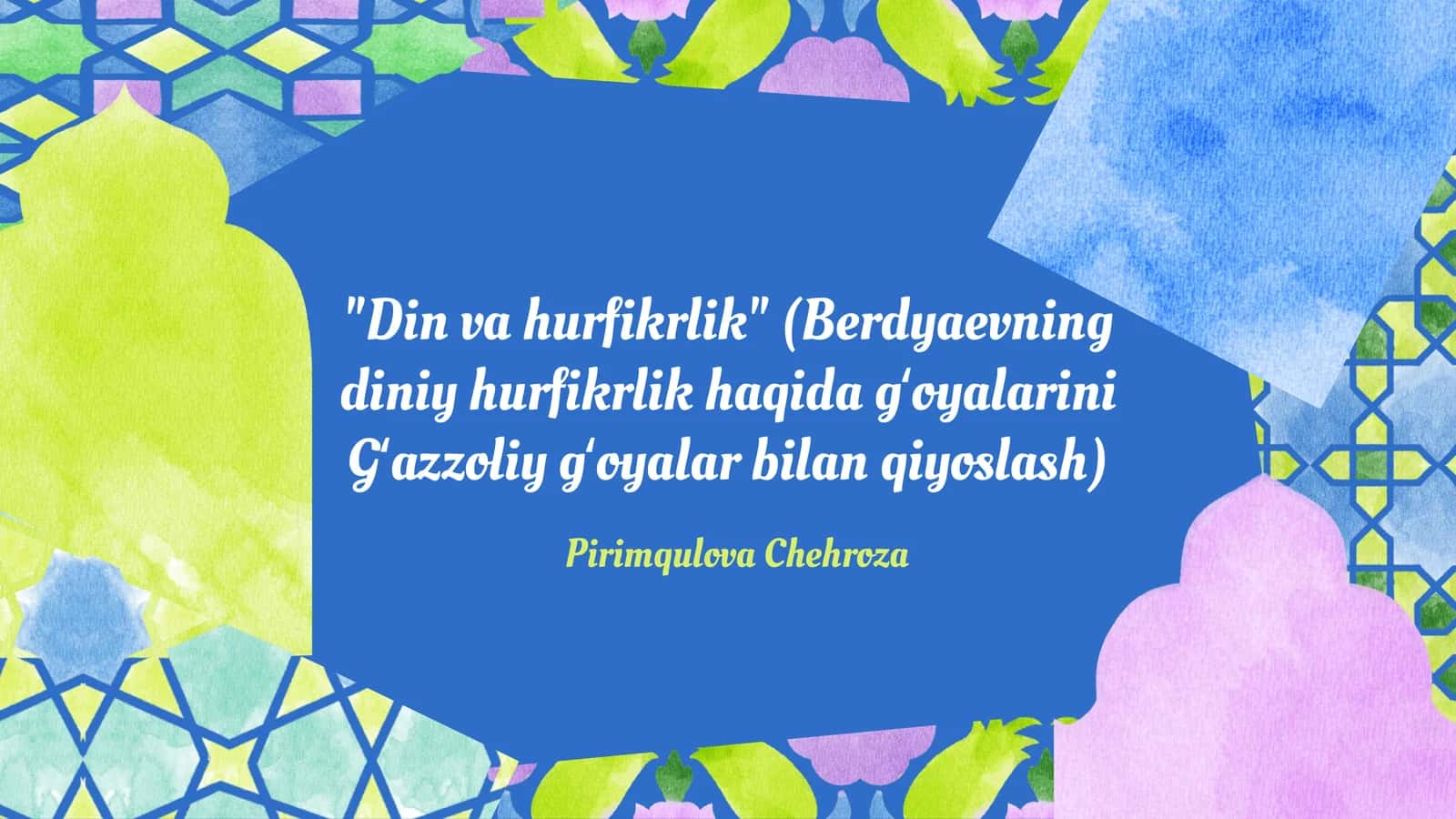 "Din va hurfikrlik"