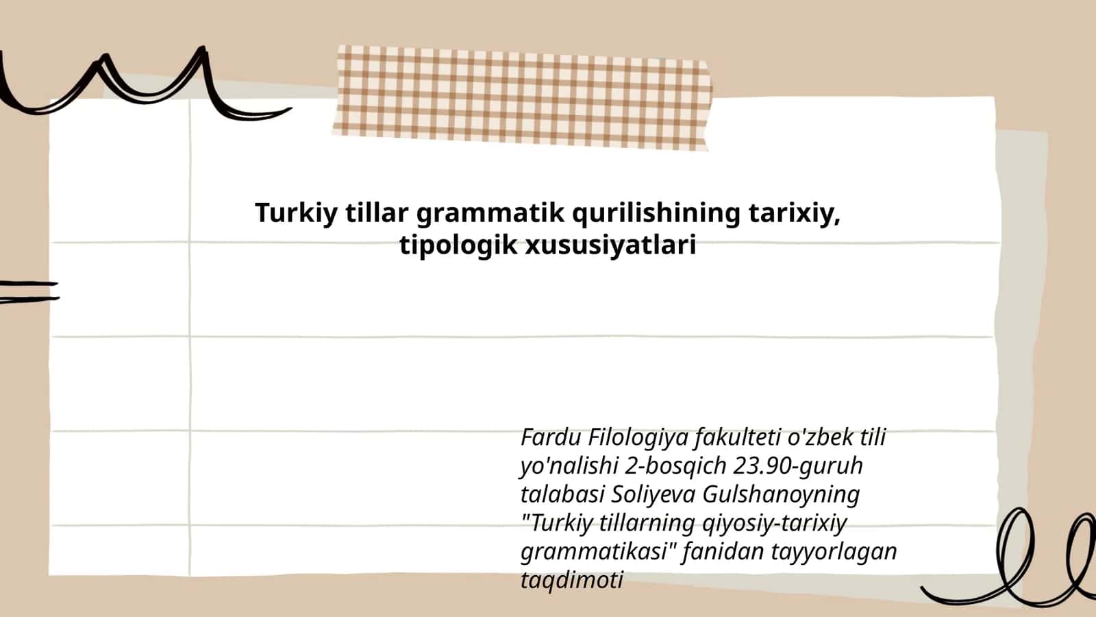 Turkiy tillar grammatik qurilishining tarixiy, tipologik xususiyatlari