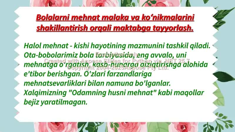 Bolalarni mehnat malaka va ko‘nikmalarini shakillantirish orqali maktabga tayyorlash