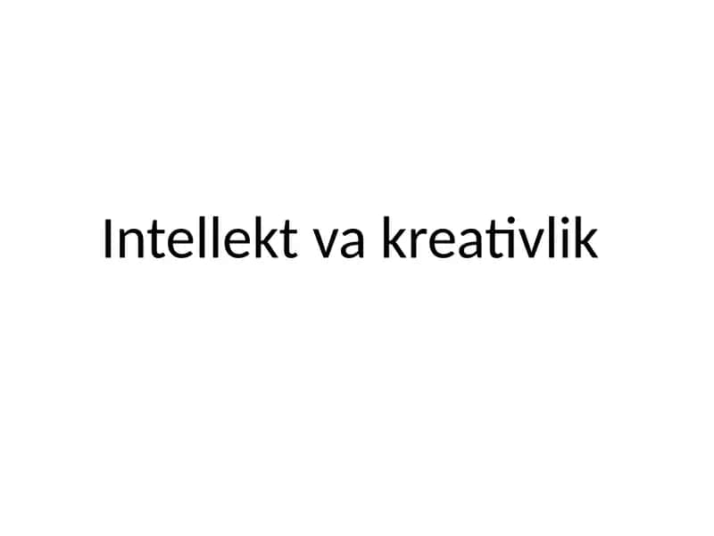 Intellekt va kreativlik