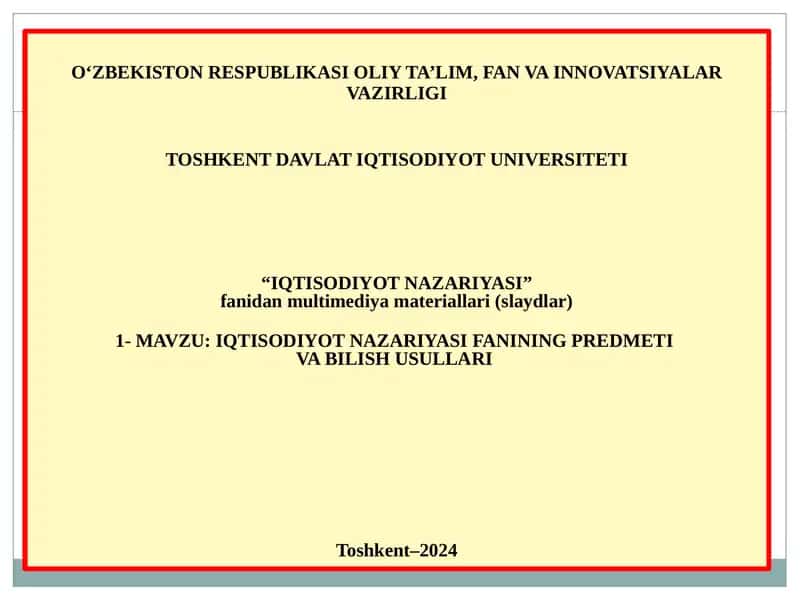IQTISODIYOT NAZARIYASI