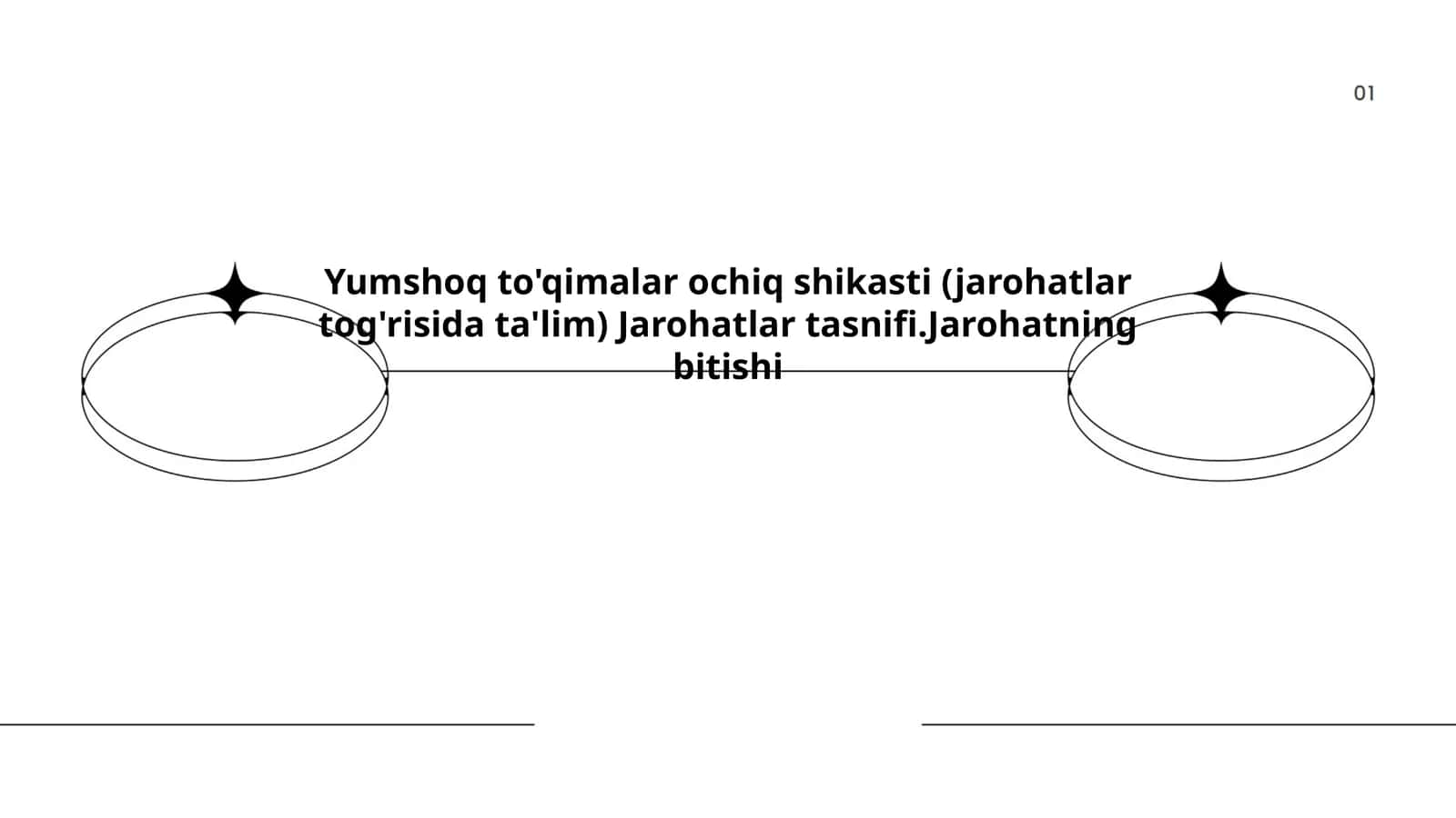 Yumshoq to'qimalar ochiq shikasti (jarohatlar tog'risida ta'lim) Jarohatlar tasnifi.Jarohatning bitishi