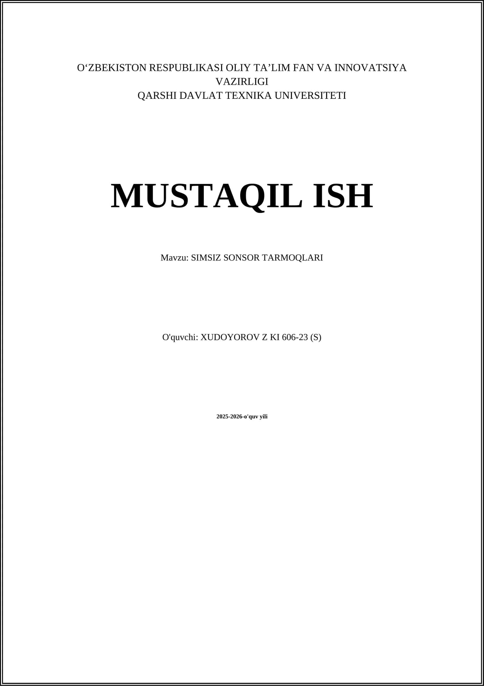 SIMSIZ SONSOR TARMOQLARI