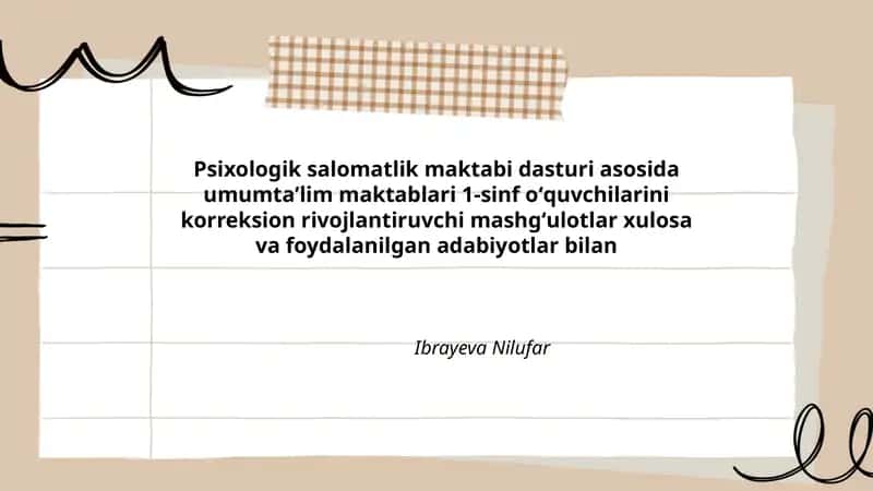 Psixologik salomatlik maktabi dasturi