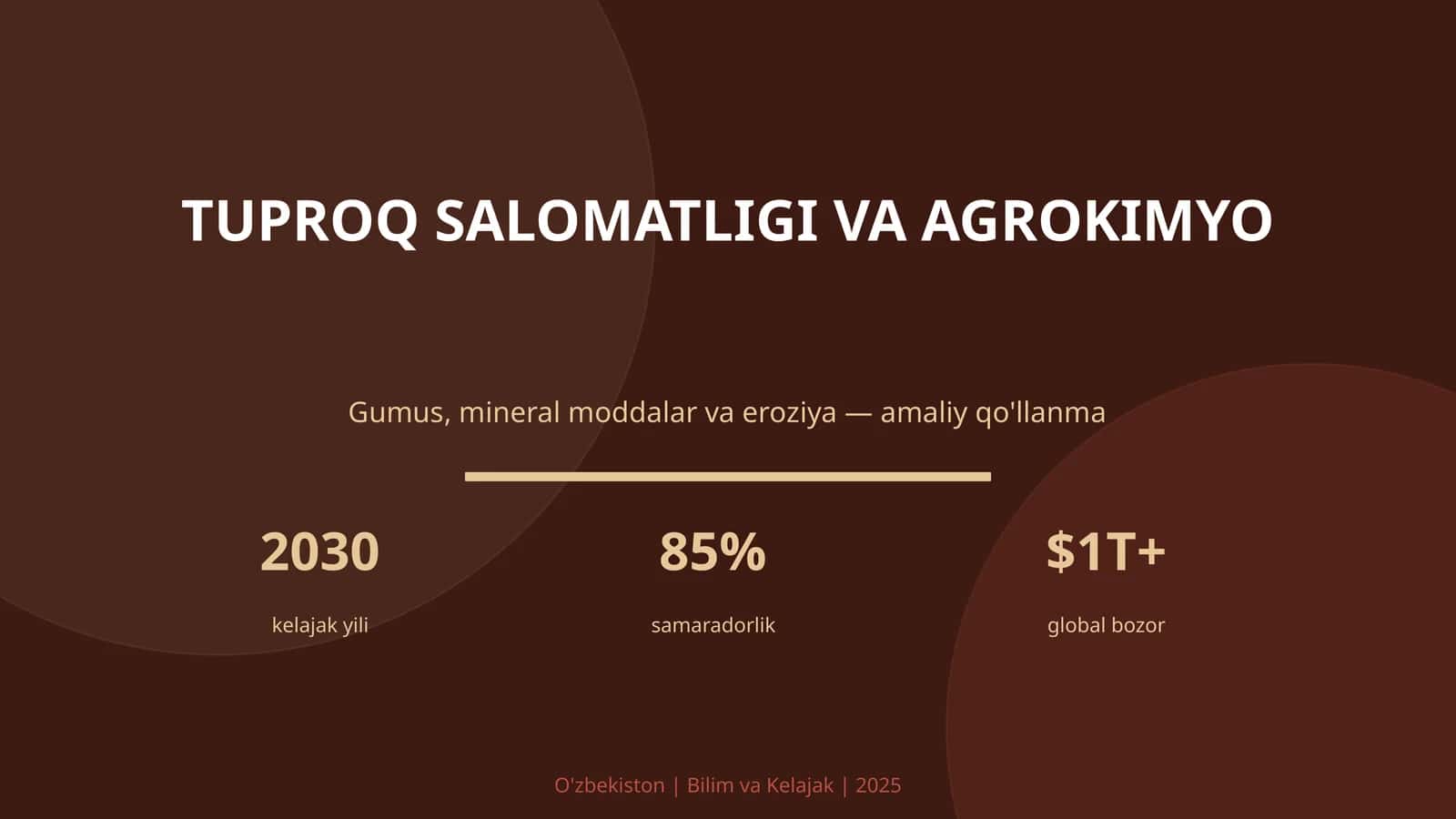 Tuproq Salomatligi va Agrokimyo