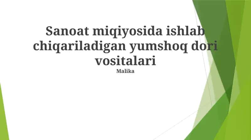 Farmasevtik darajali yumshoq dorilarning ta'rifi