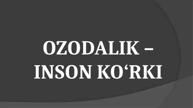 OZODALIK – INSON KO‘RKI