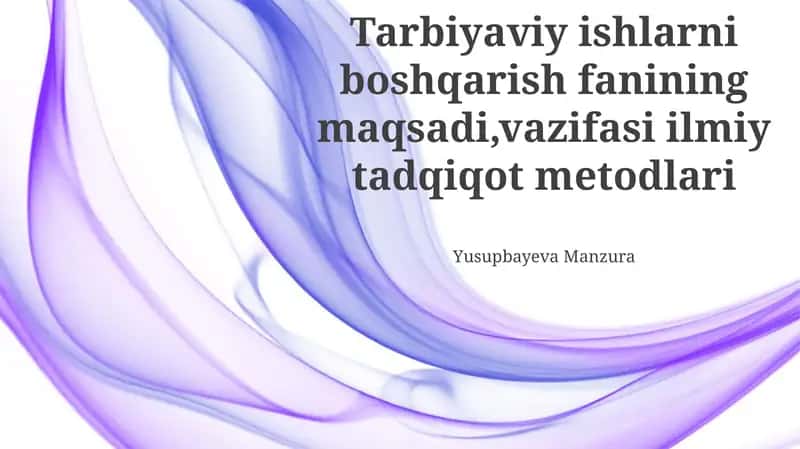 Ta'lim ishlarini boshqarish maqsadi