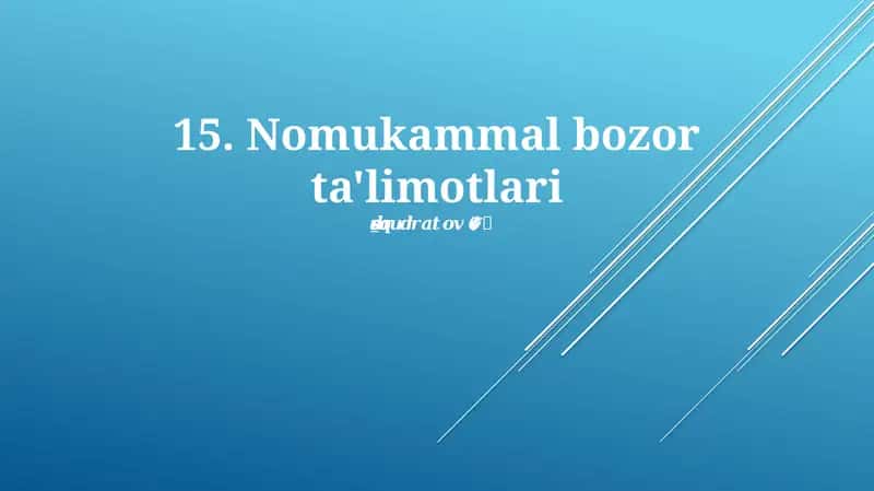 Nomukammal bozor ta'limotlari