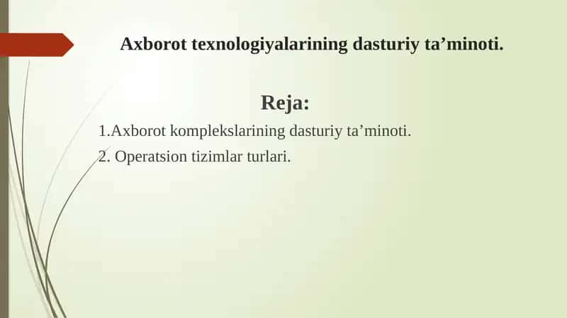 Axborottexnologiyalarining dasturiy ta’minoti