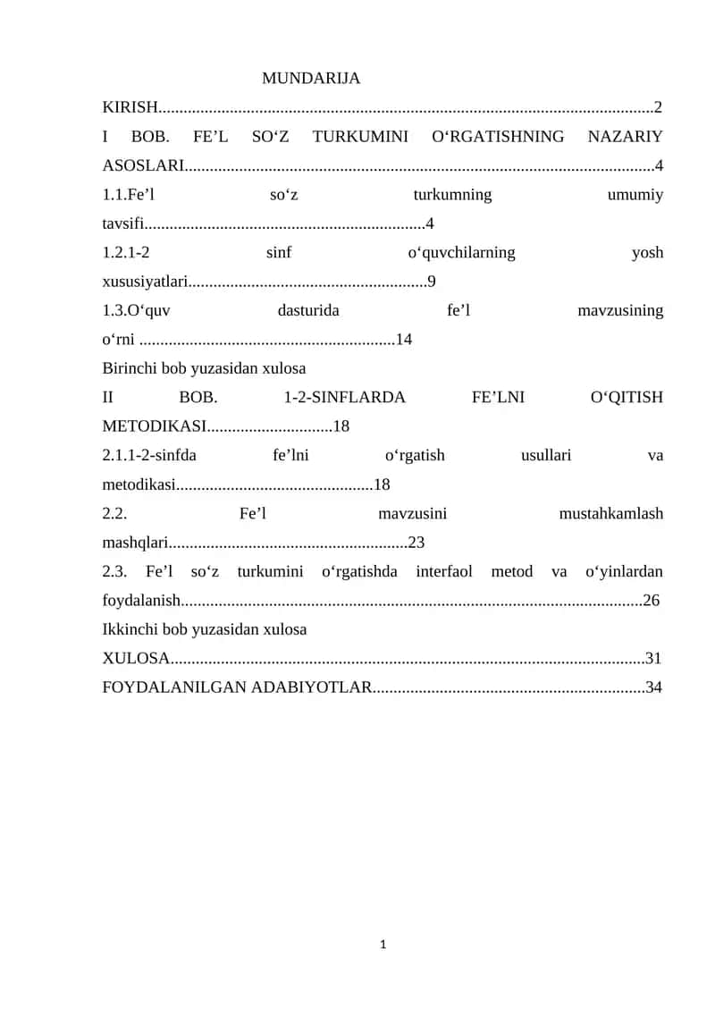 Fe’l so‘z turkumini o‘rgatishning nazariy asoslari