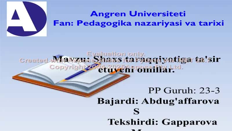 Shaxs taraqqiyotiga ta'sir etuvchi omillar