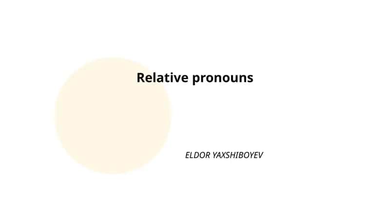 Relative pronouns