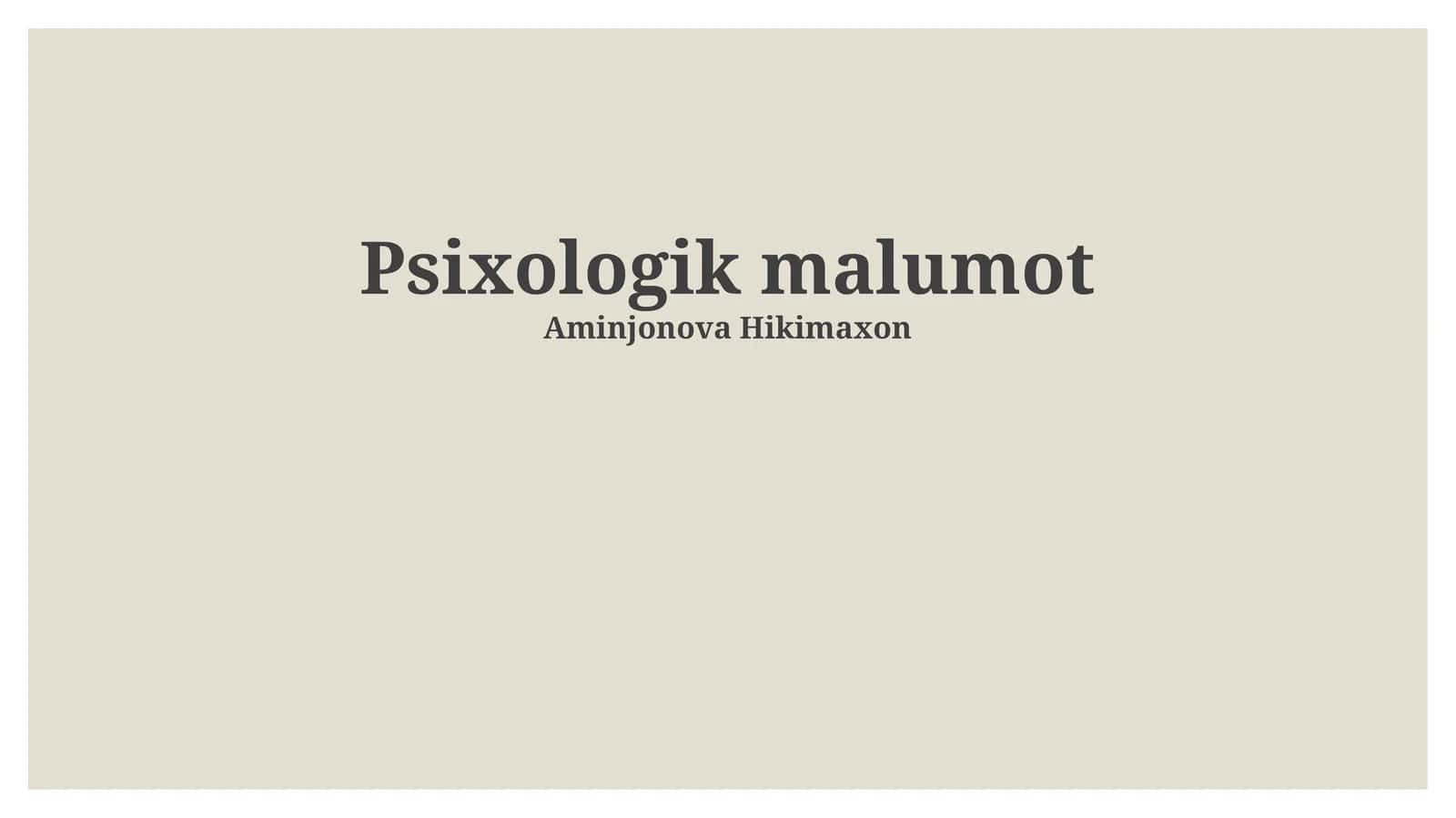 Psixologik malumot