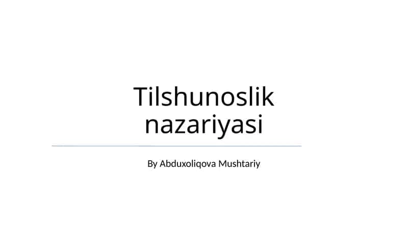 Tilshunoslik nazariyasi