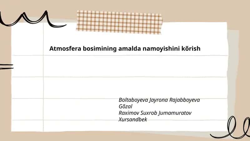Atmosfera bosimining amalda namoyishini kõrish