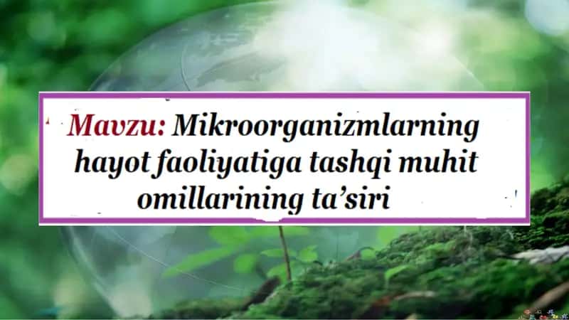 Mikroorganizmlar hayot faoliyatiga tashqi muhit omillarining ta'siri