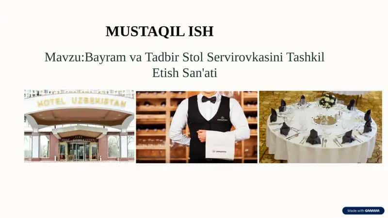 Bayram va Tadbir Stol Servirovkasini Tashkil Etish San'ati